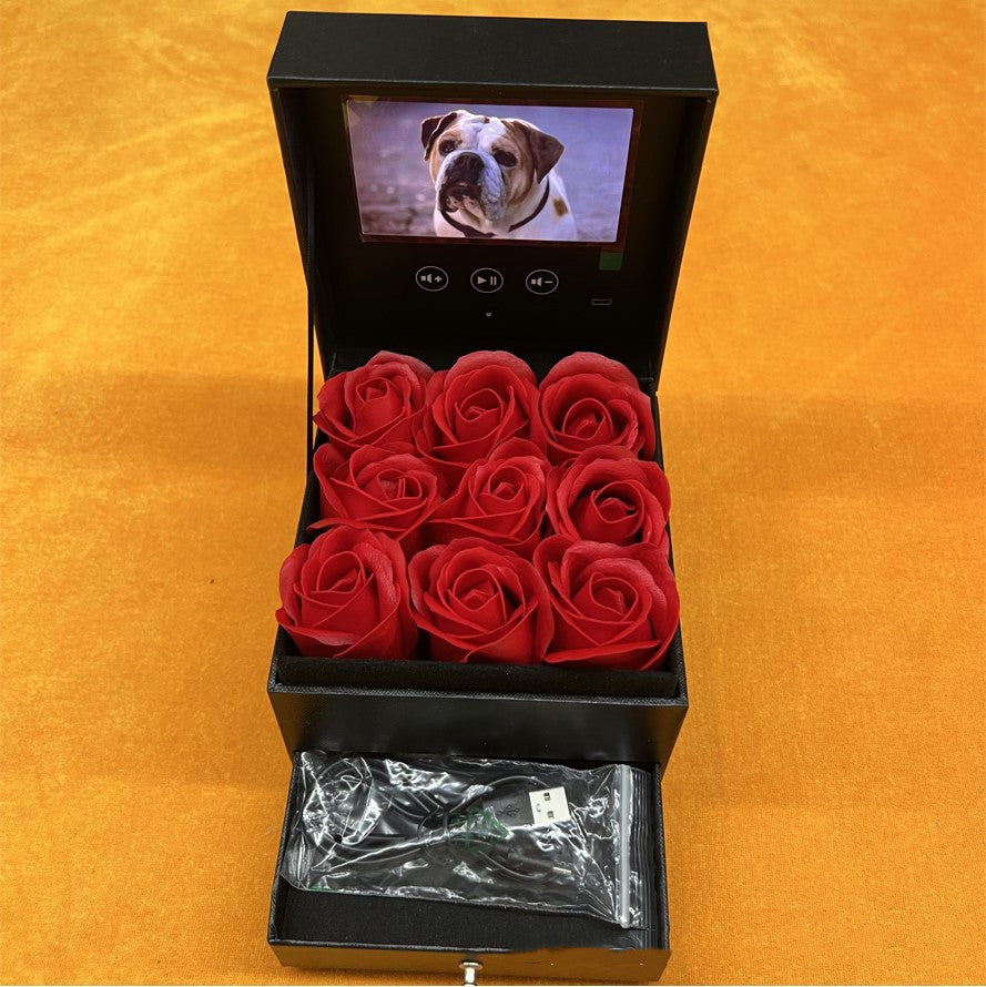 Digital Screen Jewelry Rose Flower Drawer Gift Box