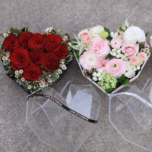 Valentine's Day Crystal Heart Flower Box