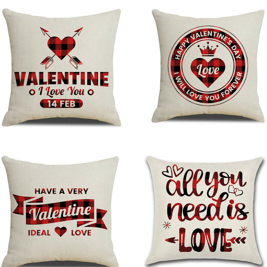 Valentine's Day White & Red Pillow Cover