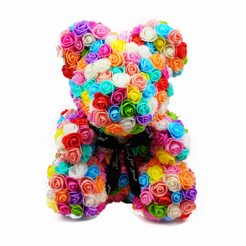 Multi-Colored Rose Bear 15in